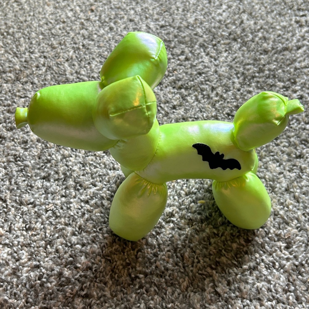 Way To Celebrate Halloween Iridescent Metallic Green Balloon Animal Dog Plush